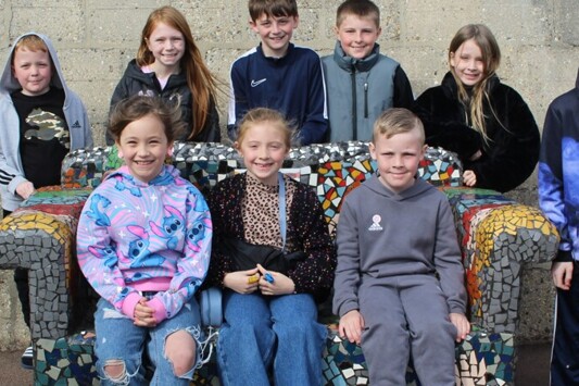 Primary school pupils who helped design the Diversity Bench